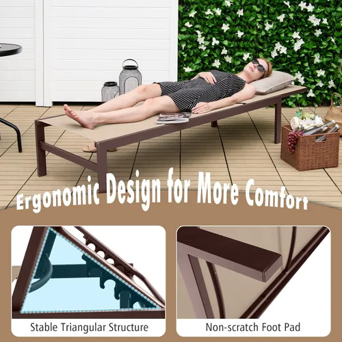 Miniatura 4 de Giantex Tumbona para patio, silla para tomar el sol al aire libre, tumbona reclinable con 6 posiciones ajustables, marco de aluminio, sillas