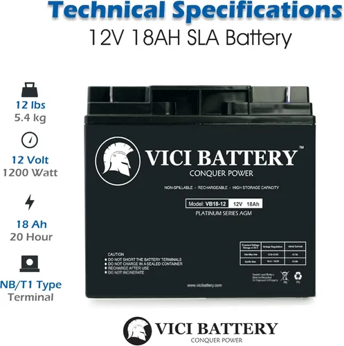 Miniatura 3 de VICI Battery VB18-12 - Reemplazo de 12V 18AH para Booster Solar Pac ES2500 Jump Starter 12V 18Ah Jump Starter Batería