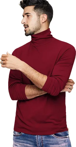 Miniatura 2 de Amussiar Camiseta de cuello alto para hombre, ajustada, manga larga, básica, térmica, casual