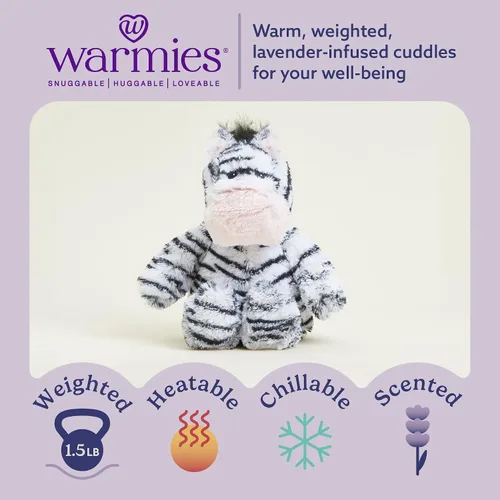 Miniatura 2 de warmies Animales de peluche para microondas y pesados, cebra – Animal de peluche de cebra calentado con aroma a lavanda – Felpa apta para microondas