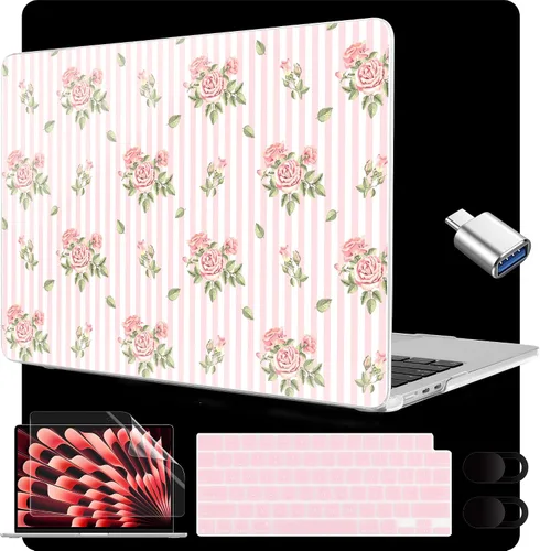 Miniatura 28 de MEEgoodo Funda para MacBook Air M5/M4/M3/M2 de 15 pulgadas 2026 2025 2024 2023, funda compatible con el modelo (A3448/A3241/A3114/A2941)