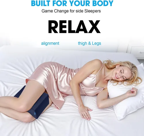Miniatura 5 de Almohada de rodilla para personas que duermen de lado con gel refrescante, almohada de elevación de espuma viscoelástica para alineación