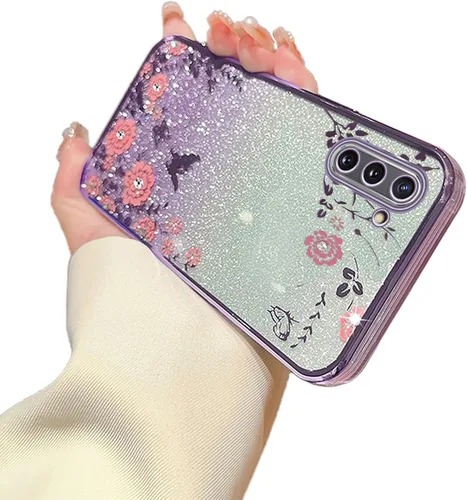 Miniatura 50 de Funda para Note 10, Galaxy Note 10 para mujer, cambio gradual con purpurina, cristal suave, TPU elegante, mariposa, floral, corazón, transparente