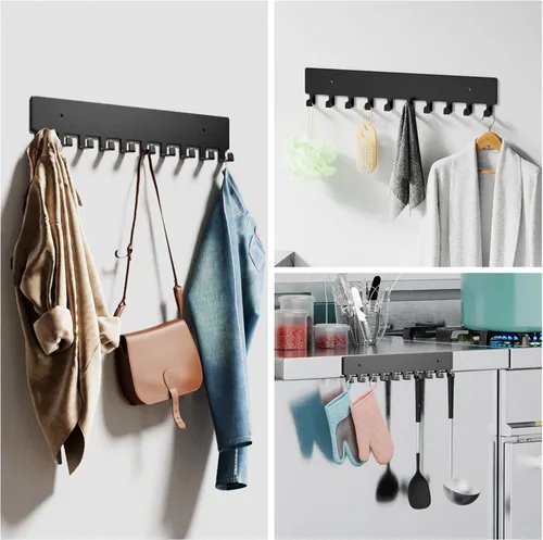 Miniatura 6 de GTK Soporte para Llaves de Pared, Ganchos para Llaves con 10 Ganchos, Soporte de Llaves Montado en la Pared para Pasillo, Estante de Llaves