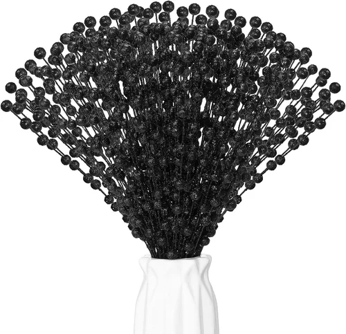 Syhood 200 tallos de bayas con purpurina, 13.8 pulgadas, ramas de acebo para decoración de árbol de Navidad, adornos de vacaciones, decoración del