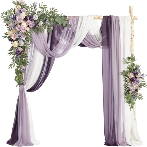 Miniatura 9 de Ling's moment Kit de flores de arco de boda con cortinas transparentes, arreglos florales artificiales de primavera de rosas verdes para telón