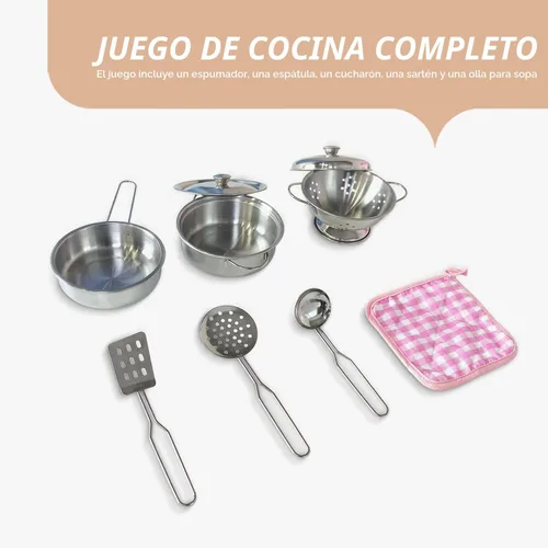 Miniatura 8 de TaoHFE Cocina de Juguete, Juego de Cocina Rosa para Niñas, Juego de Cocina para Niños de 6 a 8 Años, Regalo Juego de Cocina para Niños de 3+ Años