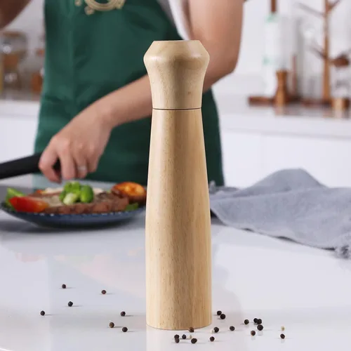 Miniatura 7 de KKC HOME ACCENTS Molinillo de pimienta de madera, molinillo de pimienta de madera, recargable, 10 pulgadas, madera de goma, molinillo de sal, núcleo