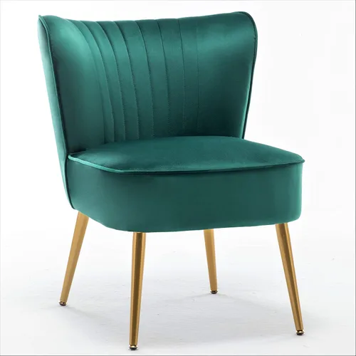 Container Furniture Direct Silla moderna de terciopelo para sala de estar, dormitorio o entrada, diseño elegante y cómodo sin brazos con patas de