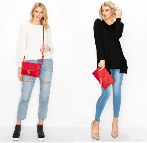 Miniatura 4 de Solene Bolso de mano para mujer, con múltiples compartimentos, 6 ranuras para tarjetas en el interior, bolsa cruzada con borlas
