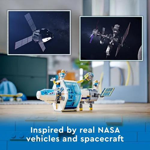 Miniatura 3 de LEGO City Lunar Space Station, 60349 Juguete de construcción inspirado en la NASA, juego de modelos con cápsula de acoplamiento, laboratorios y 5