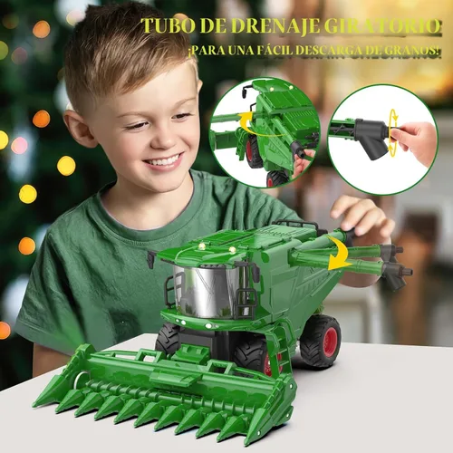 Miniatura 4 de Uarzt - Tractor cosechador con control remoto, juguete de tractor RC con cabezal de maíz, juguetes de tractor RC para niños de 3 años en adelante