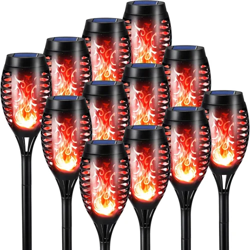 Miniatura 10 de Toodour Luces solares de Halloween para exteriores, paquete de 6 luces LED de llama parpadeante, luz solar impermeable para exteriores, iluminación