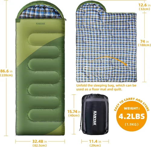 Miniatura 2 de Saco de dormir de campamento, sacos de dormir de 32 ℉ para adultos, niños, adolescentes, clima frío, cálido saco de dormir de invierno para 3-4
