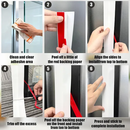 Miniatura 6 de TAROSE Tapón de puerta en forma de T de 20 pies, cinta de sellado de silicona para puertas y ventanas, color blanco, 1.38 pulgadas de ancho
