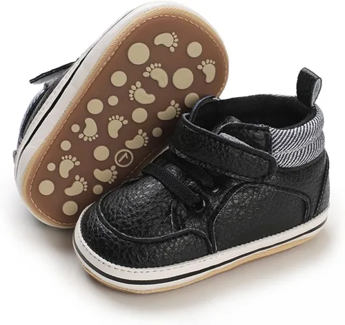E-FAK Zapatos de bebé para niños y niñas, zapatillas para bebés, suela de goma antideslizante, zapatos de cuna para primeros pasos de niños pequeños