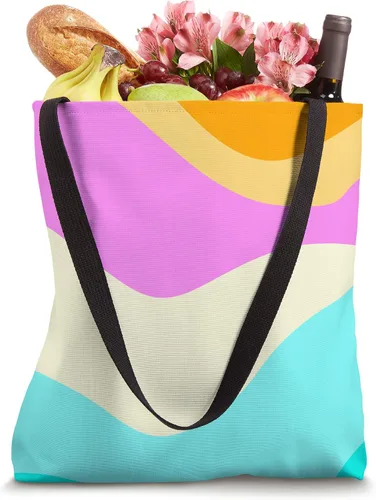 Miniatura 4 de Retro Waves Swirls Pastel Rainbow Wavy Stripes 70s Aesthetic Tote Bag