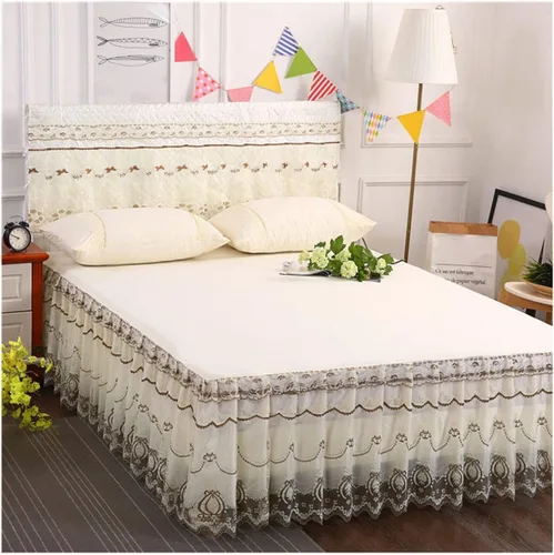 Miniatura 14 de OTBK Falda de cama individual blanca con volantes y borlas, estilo bohemio, falda de cama con encaje, volantes, floral, Shabby Chic juegos de ropa