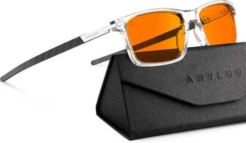 Miniatura 12 de ANYLUV Blue Light Glasses for Men,Rectangle Business Style Glasses, Carbon Fiber Straight Legs Glasses for Eye Protection