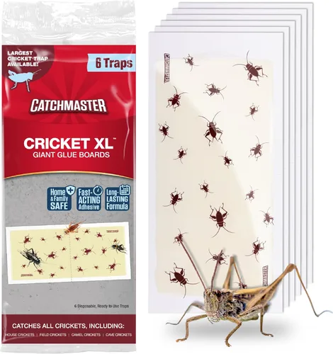Catchmaster Cricket XL Tablas de Pegamento Gigantes Paquete de 6, Atrapador de Insectos Adhesivo Trampas para Grillos Interior, Trampa Pegajosa para