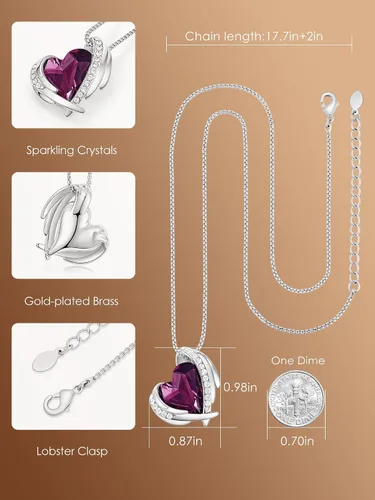 Miniatura 4 de CDE Love Heart Pendant Necklaces for Women Silver Tone Rose Gold Tone Crystals Birthstone Christmas Jewelry Gifts for Women Mother's Day