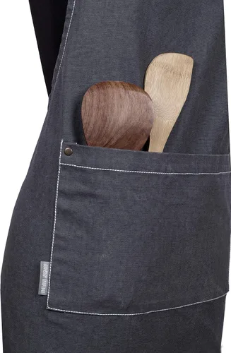 Miniatura 7 de AMOUR INFINI Delantales de algodón sólido para mujer con bolsillo, correa ajustable y lazos en la cintura, delantales de chef lavados para cocinar
