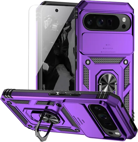 Miniatura 15 de Funda para Google Pixel 9 Pro XL con cubierta para lente de cámara, protector de pantalla HD, doble capa de grado militar a prueba de caídas