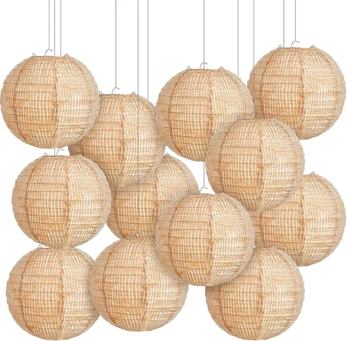 Miniatura 11 de Hortsun 6 linternas de papel de arpillera impresas, faroles redondos de papel chinos, decoración de granja, aula, hogar, dulce aula, fiesta