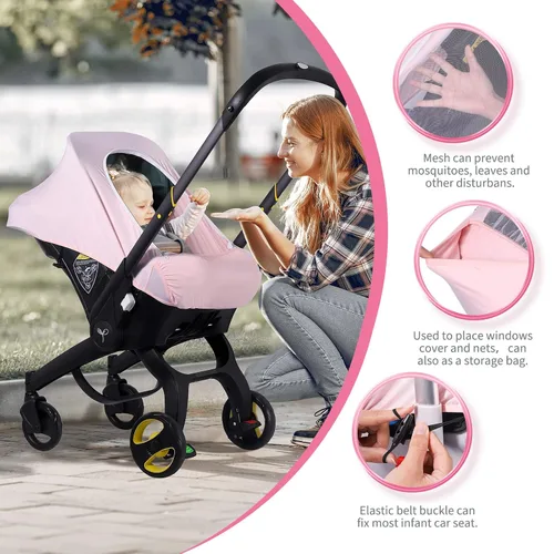 Miniatura 4 de Fundas de asiento de coche para bebé, funda de asiento de automóvil de verano para bebé con ventana de malla transpirable ajustable y bolsillo
