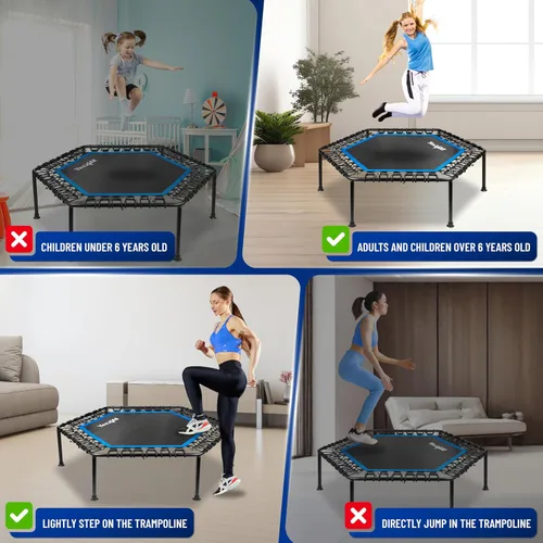 Miniatura 6 de Yes4All Trampolín de rebote para adultos, 48 pulgadas, 350 libras, trampolín de ejercicio estable y silencioso para rebote, salto cardiovascular