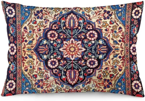 Kashan - 19 fundas de almohada con estampado central persa de 12 x 20 pulgadas, fundas de almohada decorativas de terciopelo suave para decoración