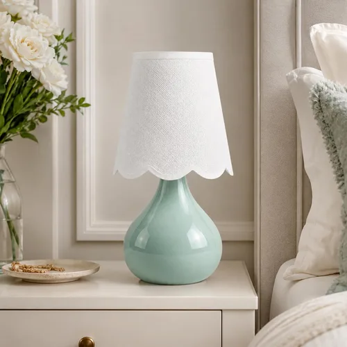Miniatura 3 de Lámpara de mesa inalámbrica de 14 pulgadas, lámpara de noche de cerámica recargable con bombilla LED magnética, regulable continua y 3 colores, Verde