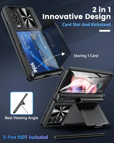 Miniatura 2 de Viaotaily Funda para Galaxy Z Fold 3 con Soporte para Bolígrafo, Funda Fold 3 con Protección de Bisagra y Protector de Pantalla, Funda con Soporte