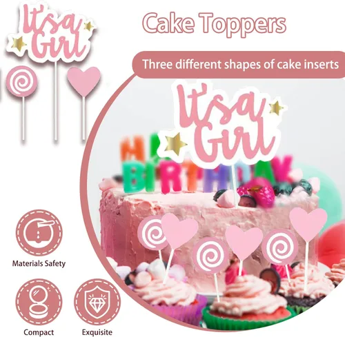 Miniatura 5 de Guudmua 303 piezas de decoración de baby shower para niña, kit de decoración de baby shower para niña, juego de vajilla desechable con flores de oro