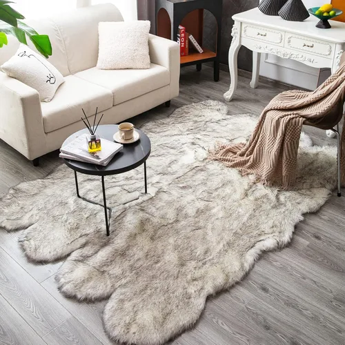 Miniatura 12 de Carvapet Funda de Silla de Piel de Oveja Sintética Suave de Lujo Cojín de Asiento Alfombras de Área de Piel Sintética Suave para Dormitorio, 2 pies