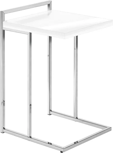 Monarch Specialties I 3636 Mesa decorativa, en forma de C, extremo, lateral, aperitivo, sala de estar, dormitorio, metal, laminado, blanco