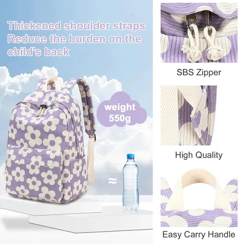 Miniatura 34 de LOIDOU Mochila para adolescentes y niñas, mochila escolar con lonchera y estuche para lápices, juego de bolsas escolares 3 en 1
