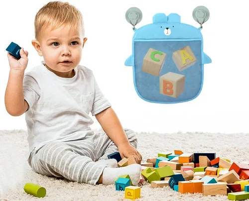 Miniatura 5 de Surakey Almacenamiento de juguetes de baño para niños, niños pequeños, organizador de baño de bebé, bañera, soporte de juguetes de baño, red