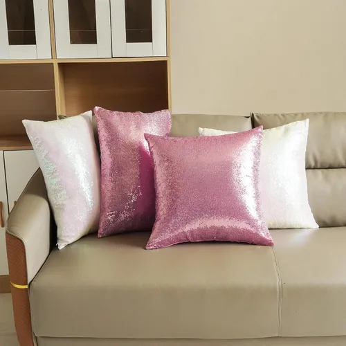 Miniatura 2 de Poise3EHome Fundas de almohada decorativas de 18 x 18 pulgadas, color rosa fucsia con lentejuelas, para sofá, cama, sala de estar, Navidad