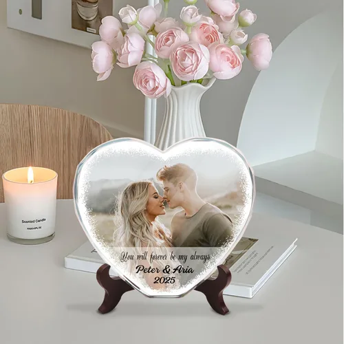 Miniatura 4 de Foto de cristal personalizada, cristal de corazón personalizado con imagen, regalos para pareja/pareja, regalos para el nuevo hogar/inauguración