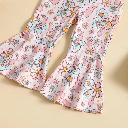 Miniatura 6 de Hantleiftov Traje de Pascua para bebé, sin mangas, con estampado de huevo de conejo, con correa, parte inferior acampanada, ropa de verano