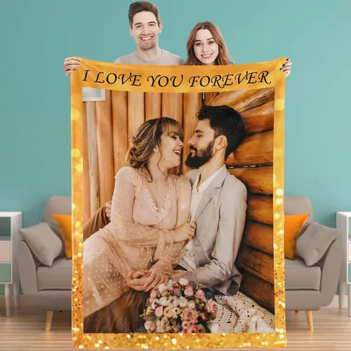 Youltar Manta personalizada con fotos de texto, mantas personalizadas con imágenes para novia, parejas, marido, esposa, boda, utilizada como regalo