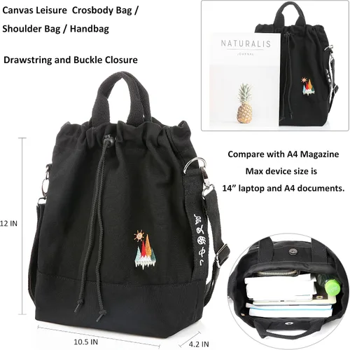 Miniatura 6 de Bolso bandolero de lona para mujer, estilo informal, con bordado de sol
