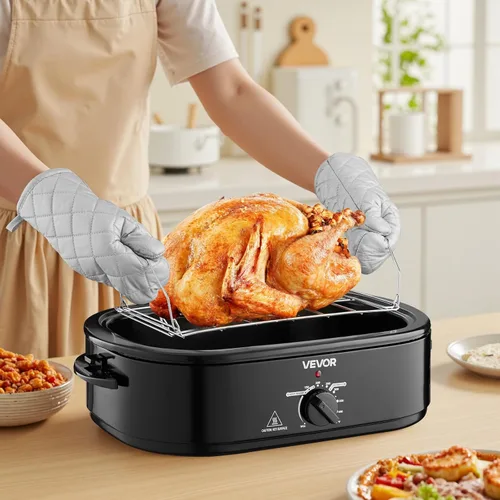 Miniatura 8 de VEVOR Horno tostador, asador de pavo de cocción rápida de 18 cuartos de galón, horno de pavo de temperatura ajustable de 150-450 ℉ con tapa