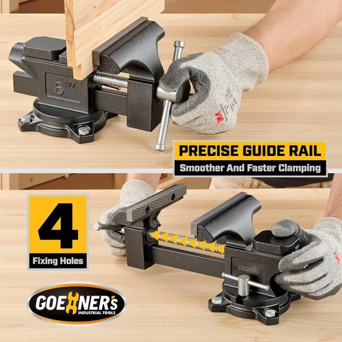 Miniatura 3 de Tornillo de banco de 6 pulgadas de servicio pesado para banco de trabajo, tornillo de mesa utilitario de tubería combinado, construcción de acero