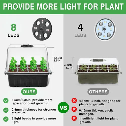 Miniatura 3 de Bandeja de inicio de semillas YAUNGEL con luz de crecimiento, kit de inicio de semillas de 4 piezas con controlador de temporización y brillo Negro