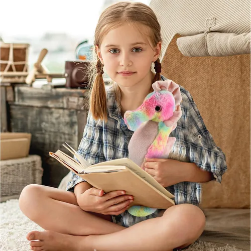 Miniatura 7 de DolliBu Peluche de caballito de mar arcoíris, animales de peluche súper suaves para niñas y niños, adorables criaturas marinas de peluche para niños