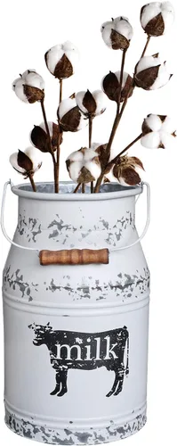 Miniatura 2 de Lata de leche de metal con diseño de vaca de granja, jarrón grande galvanizado para decoración de cocina y baño, 11 pulgadas
