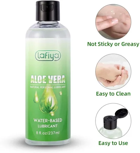 Miniatura 5 de Lafiya Lubricante personal de aloe, lubricante orgánico a base de agua de larga duración para sexo, lubricante sexual para pieles sensibles, 8