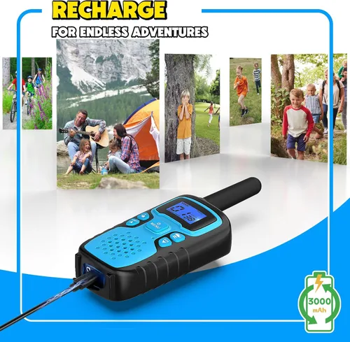 Miniatura 5 de Wishouse Walkie Talkies para adultos y niños, recargable de largo alcance, paquete de 8 unidades, regalo familiar para acampar
